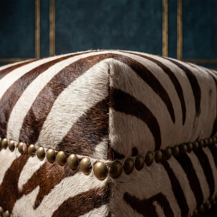 Custom Zebra Cowhide Ottoman