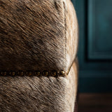 Custom Cowhide Ottoman - Beige Brindle