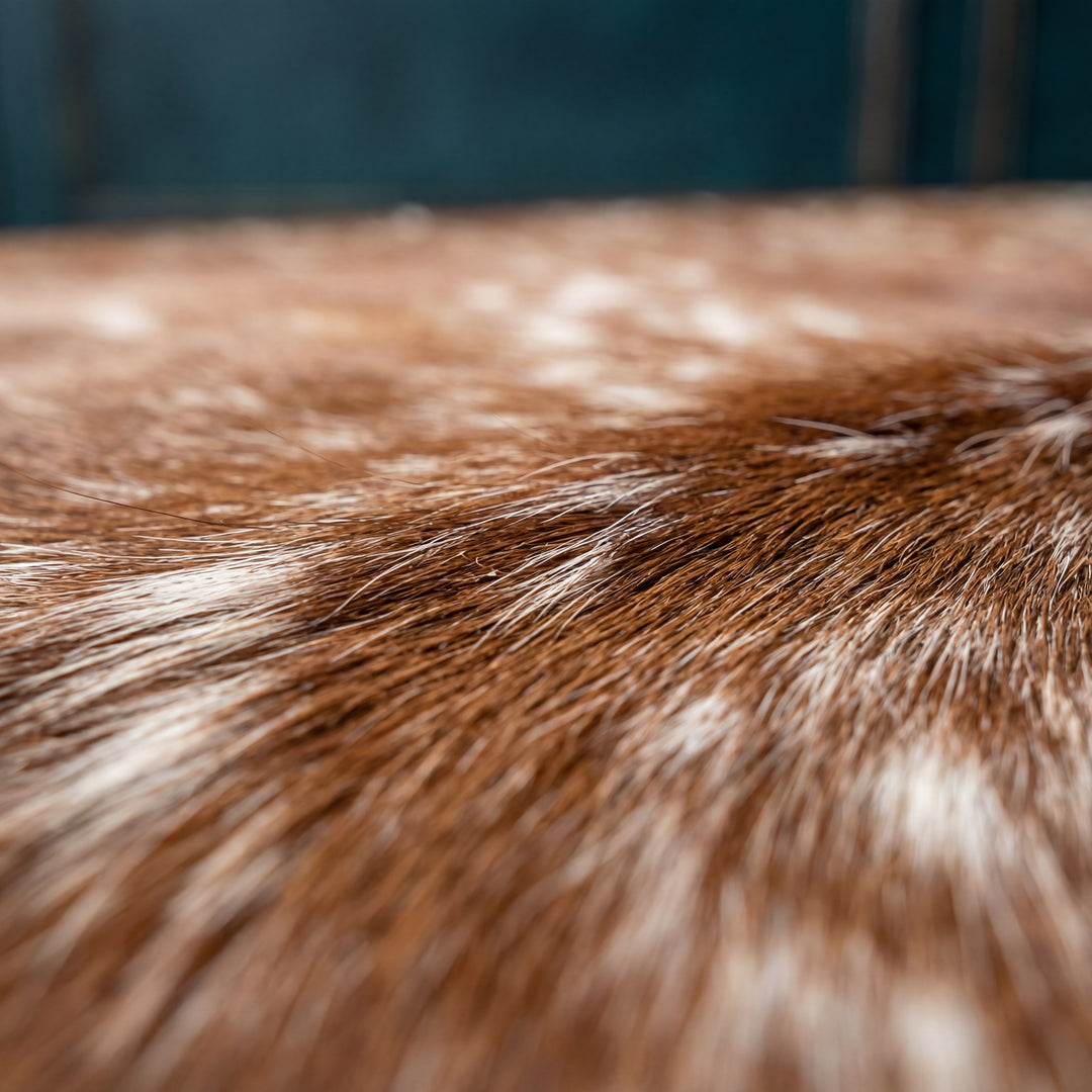Custom Cowhide Ottoman - Speckled Brown and White