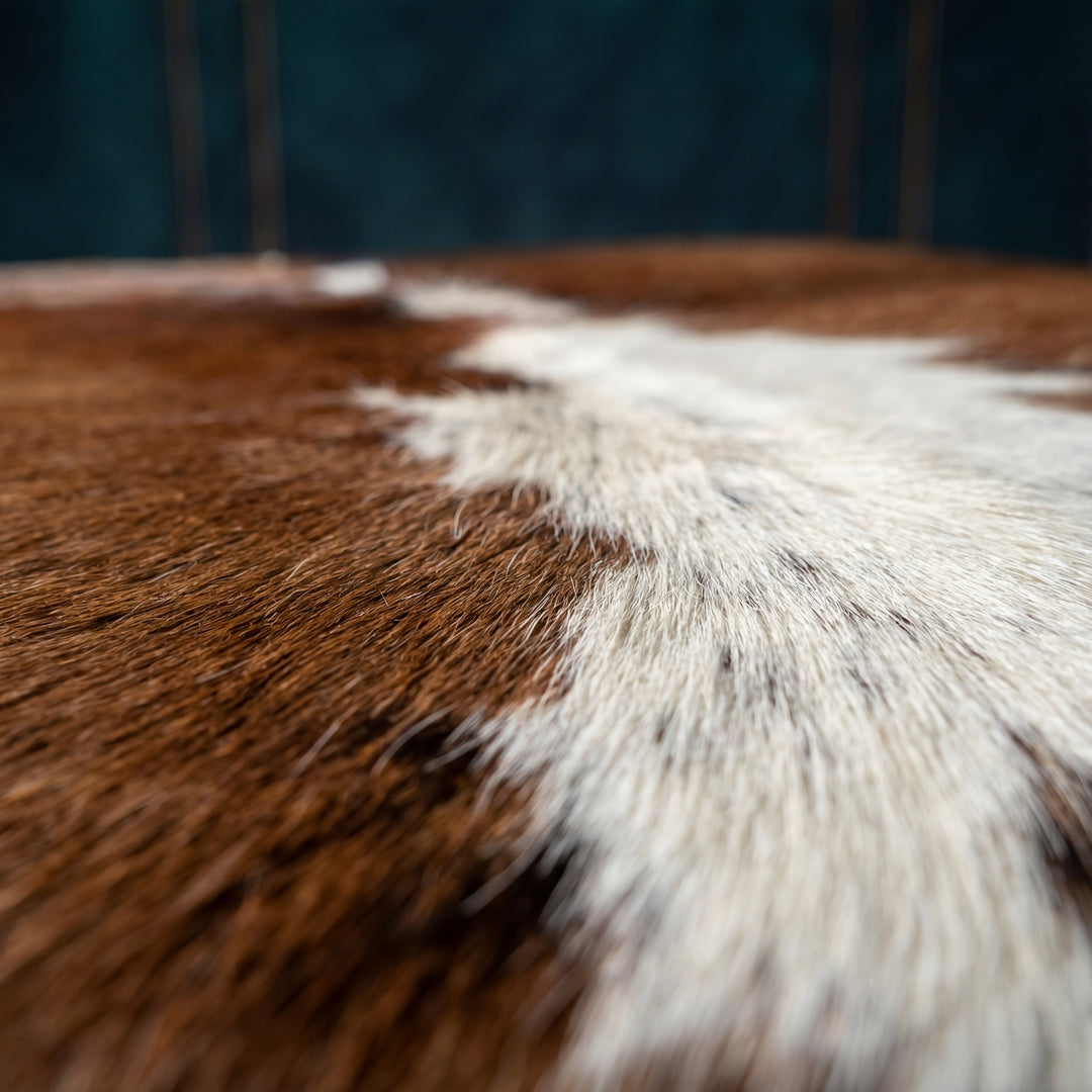 Custom Cowhide Ottoman - Brown and White