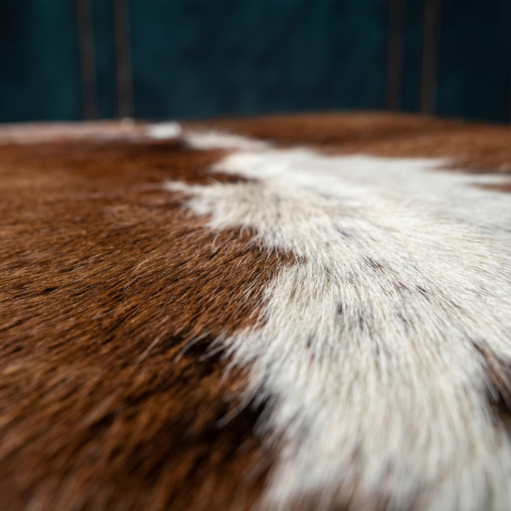 Custom Cowhide Ottoman - Brown and White