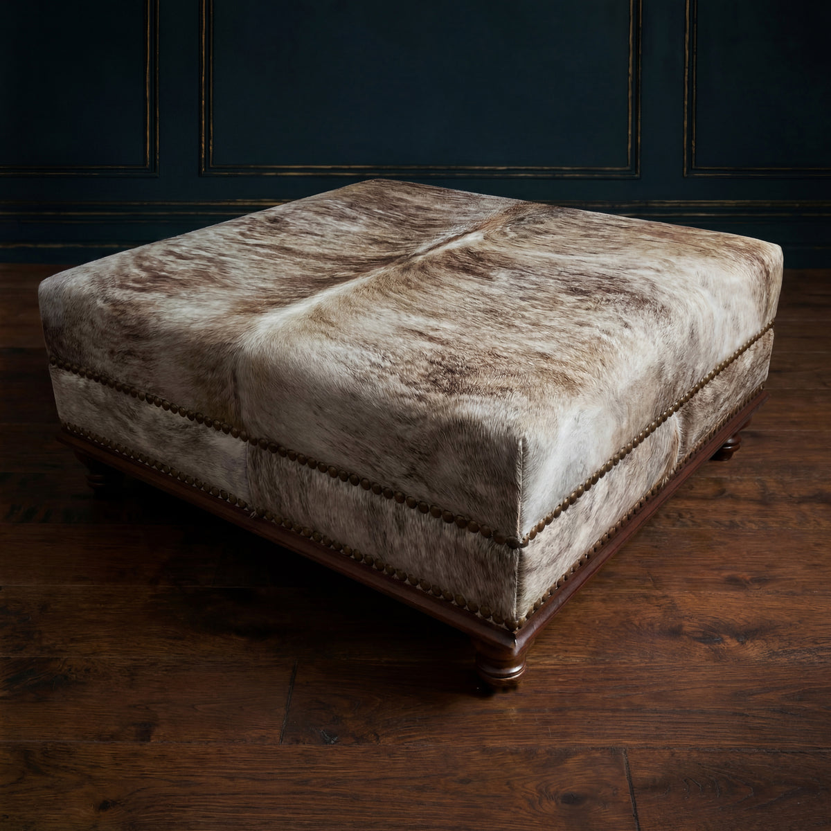 Custom Cowhide Ottoman - Light Brindle