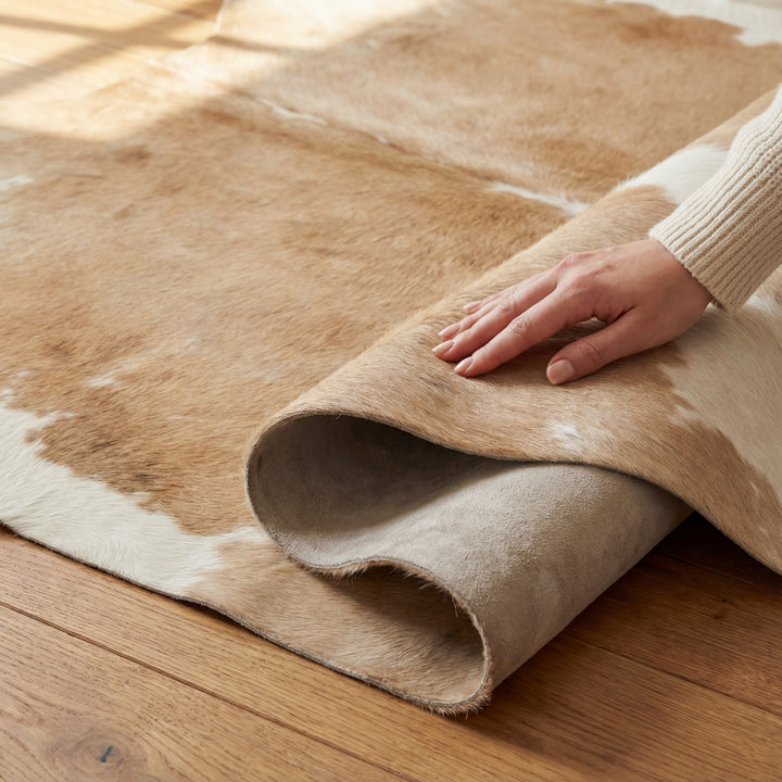 Beige and White Brazilian Cowhide Rug