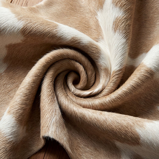Beige and White Brazilian Cowhide Rug