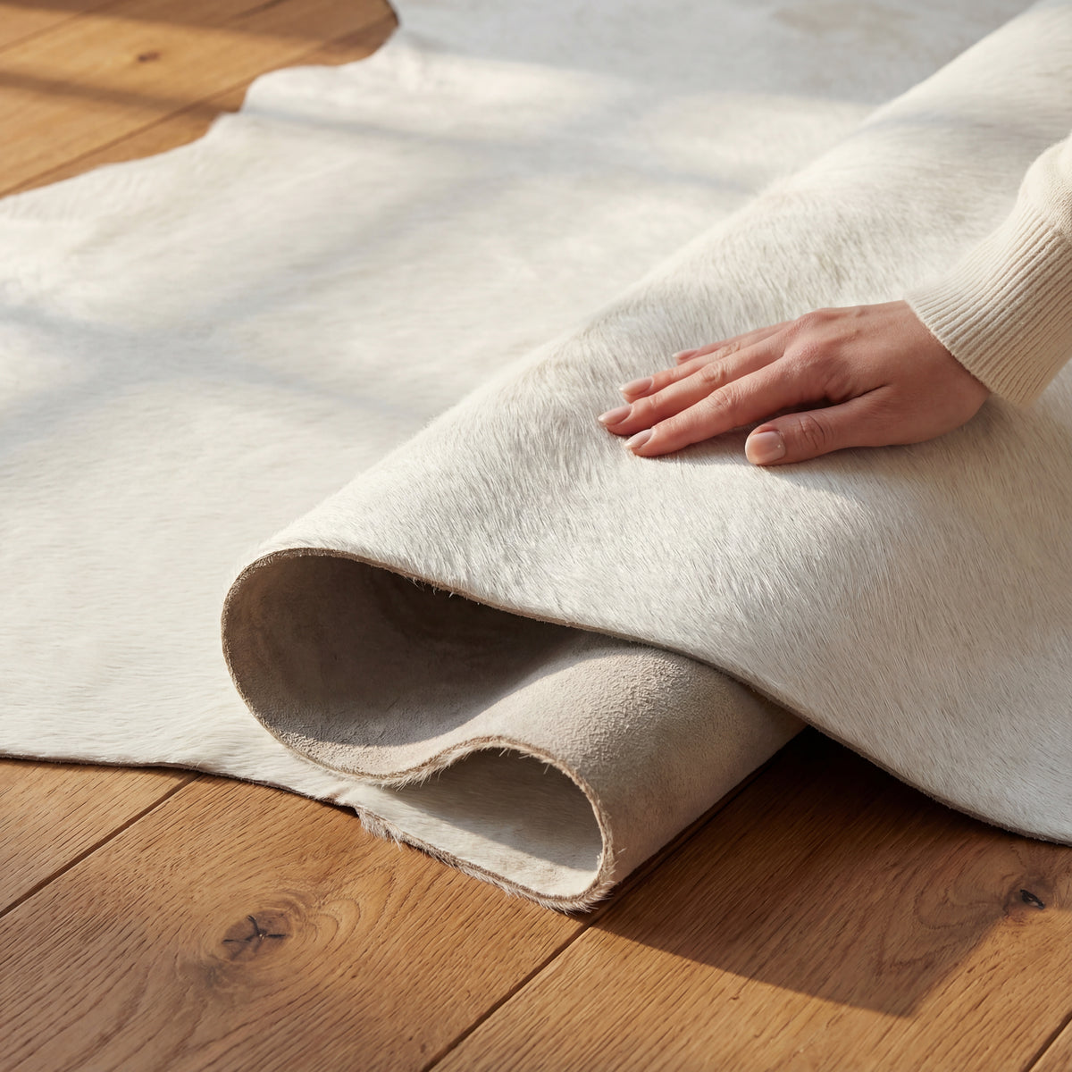 White Brazilian Cowhide Rug