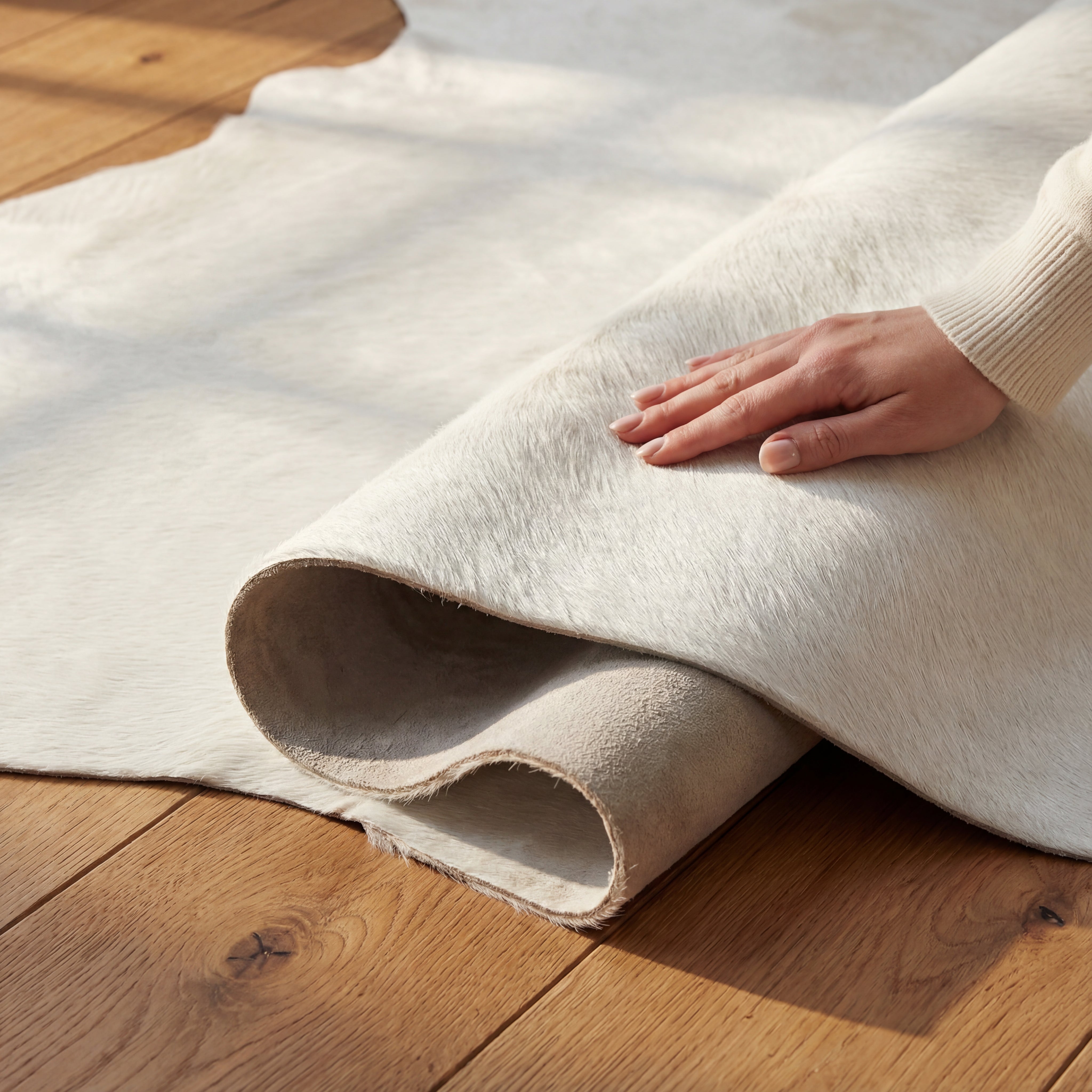 White Brazilian Cowhide Rug
