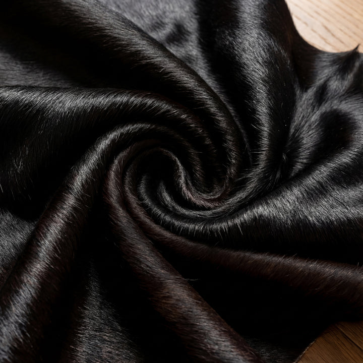 Solid Black Brazilian Cowhide Rug