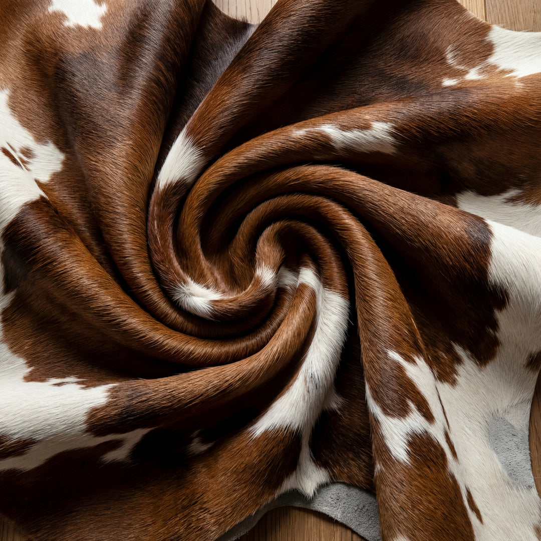 Brown and White Brazilian Cowhide Rug