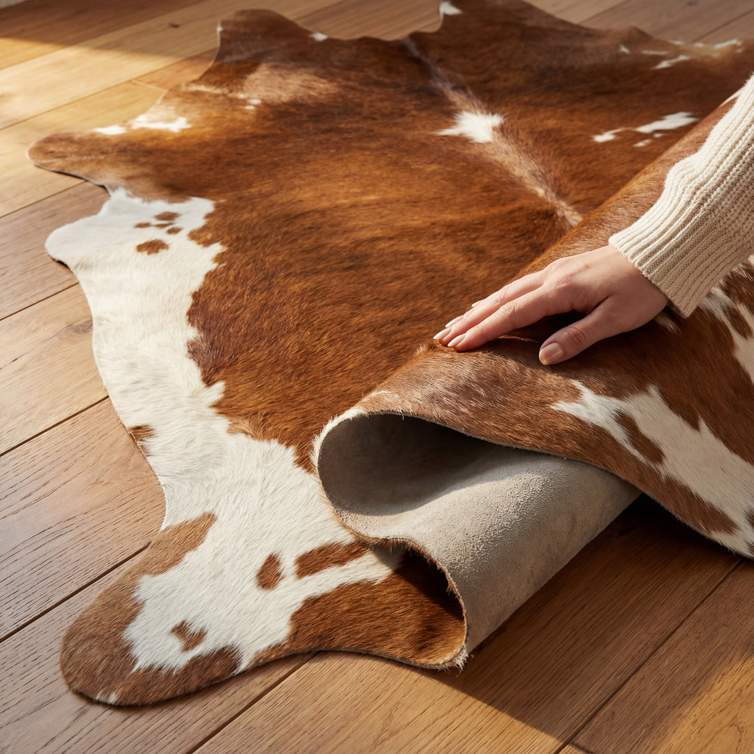 Brown and White Brazilian Cowhide Rug