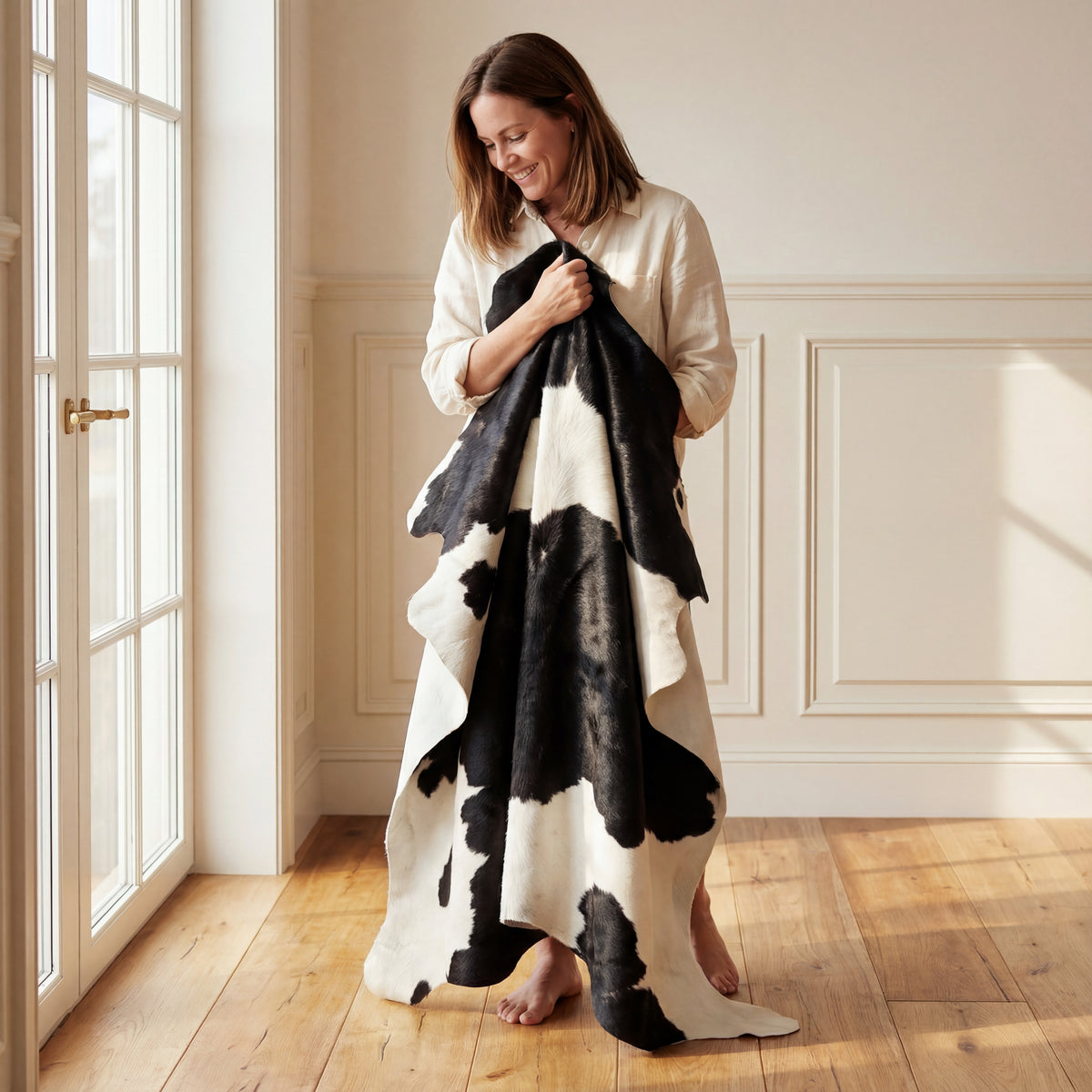 Black & White Brazilian Cowhide Rug