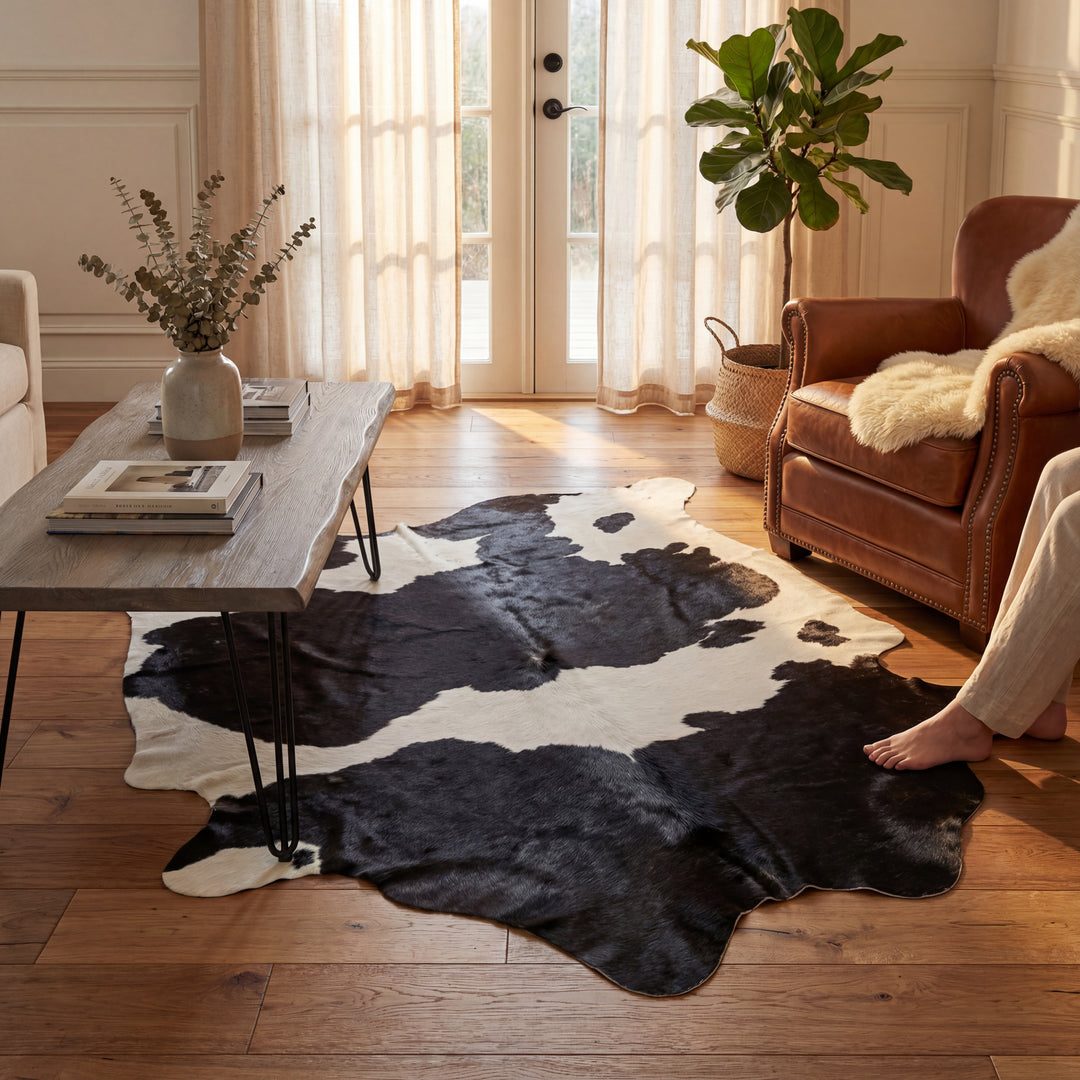 Black & White Brazilian Cowhide Rug