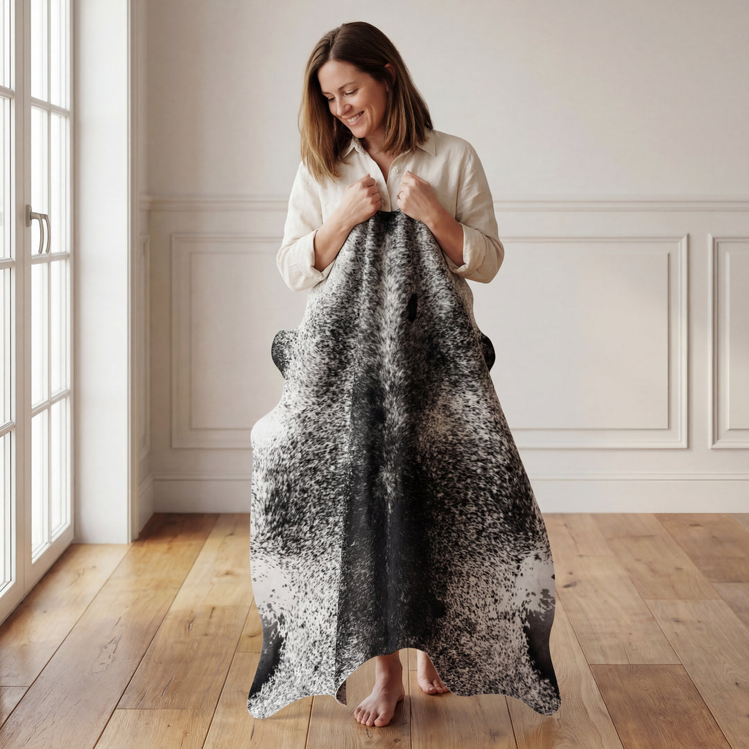 Salt & Pepper Black Brazilian Cowhide Rug