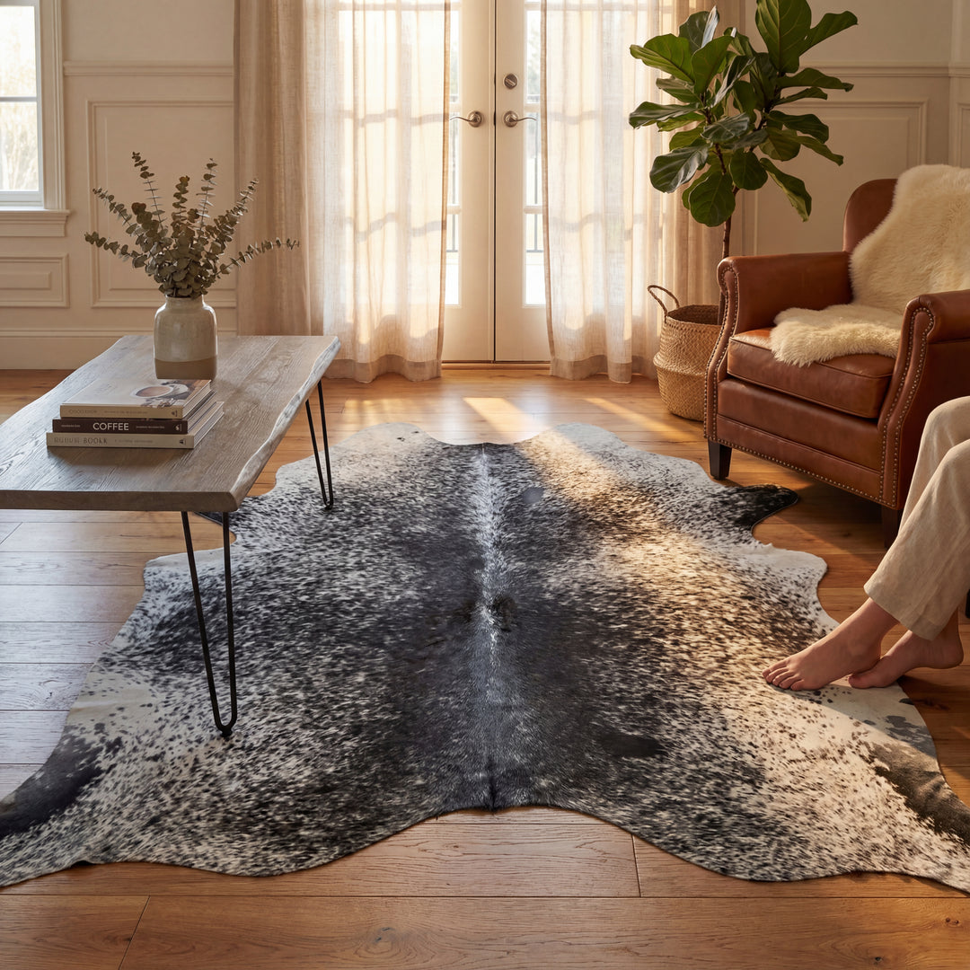Salt & Pepper Black Brazilian Cowhide Rug
