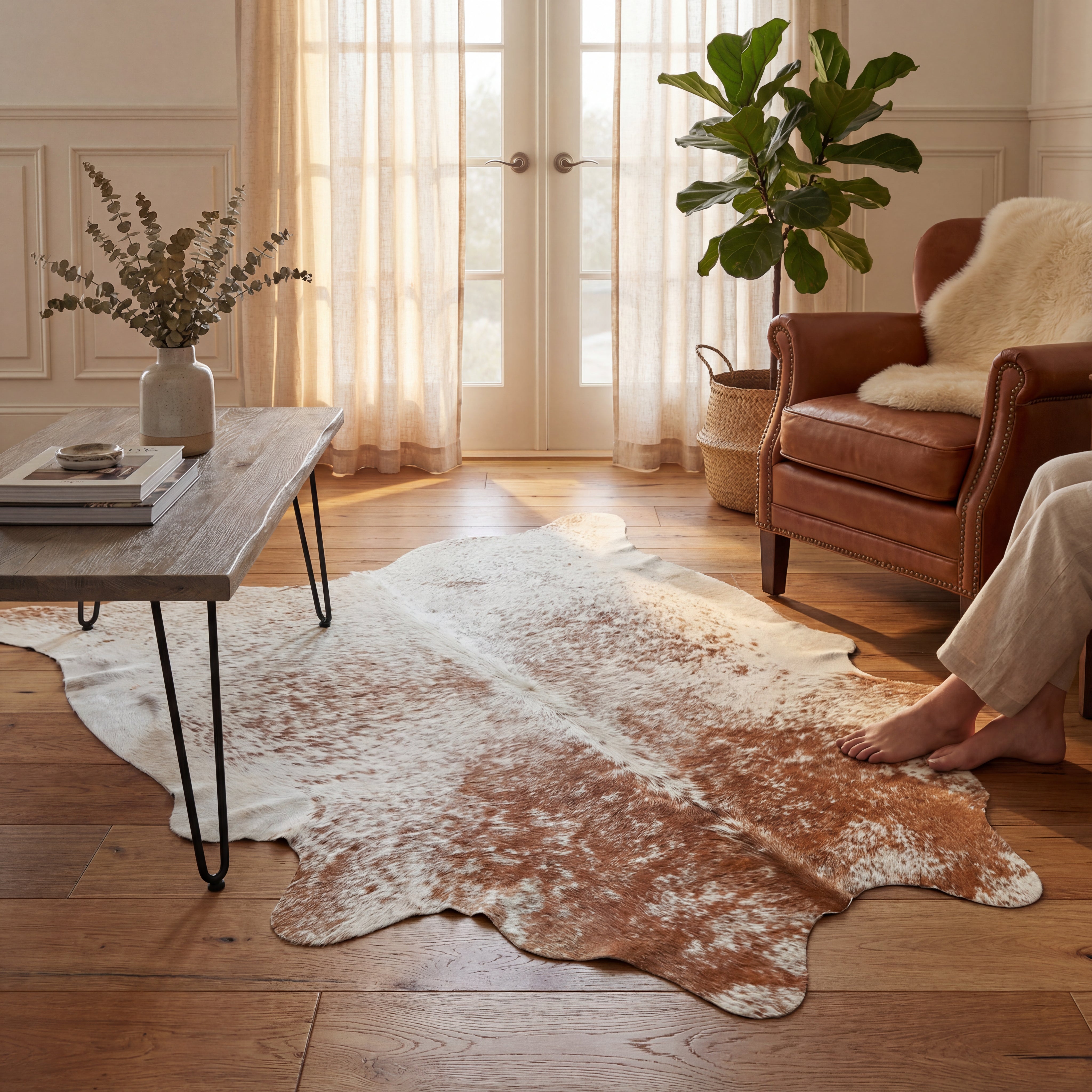 Salt & Pepper Brown Brazilian Cowhide Rug &