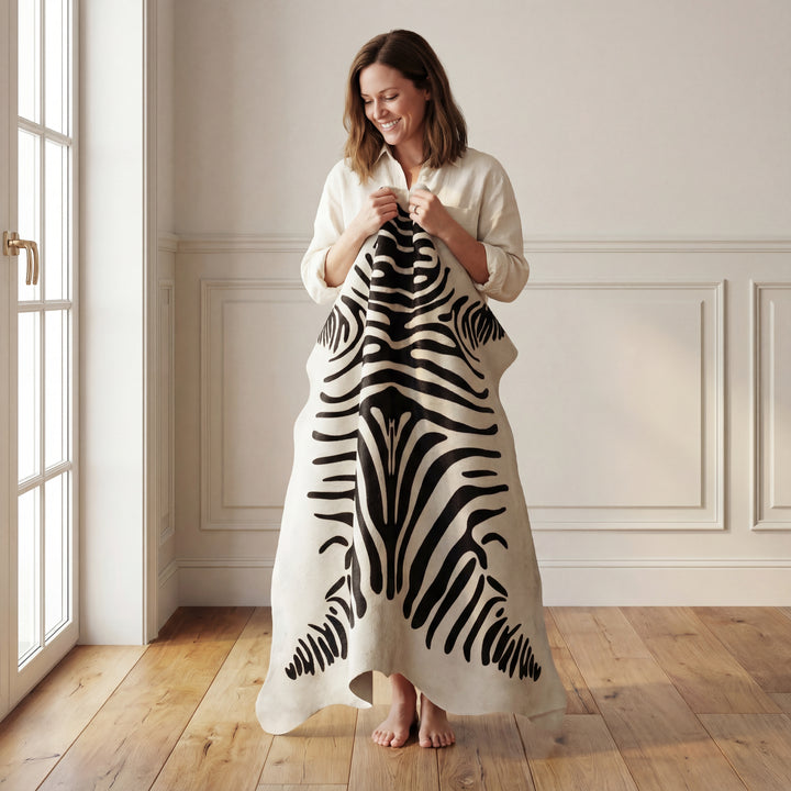 White Zebra Brazilian Cowhide Rug