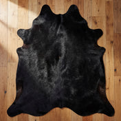 Solid Black Brazilian Cowhide Rug