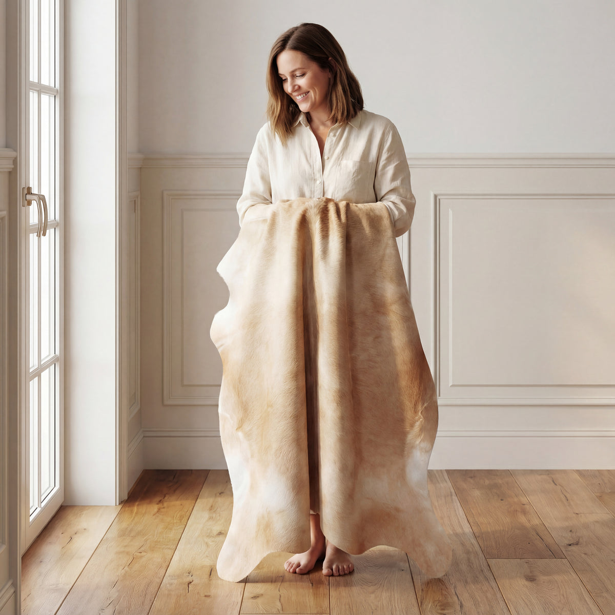 Beige Brazilian Cowhide Rug