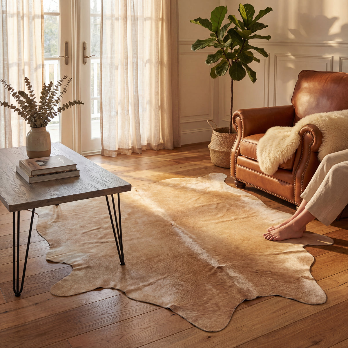 Beige Brazilian Cowhide Rug