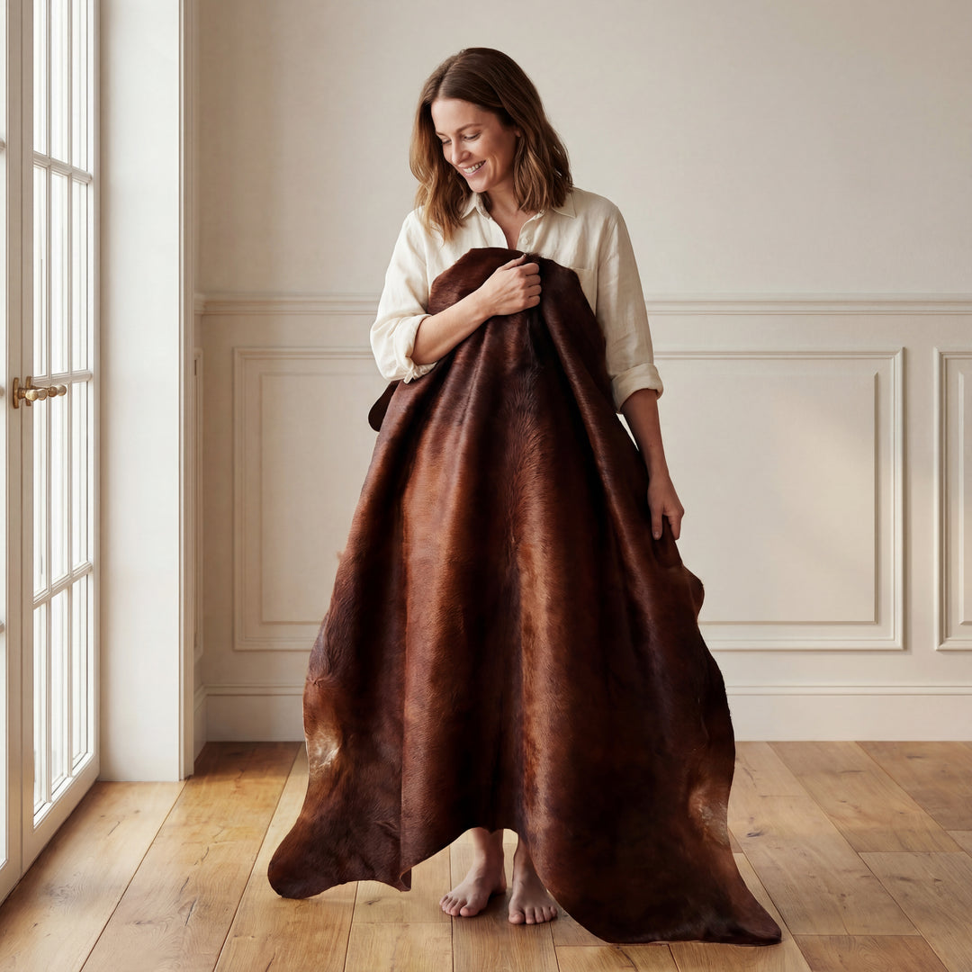 Solid Brown Brazilian Cowhide Rug