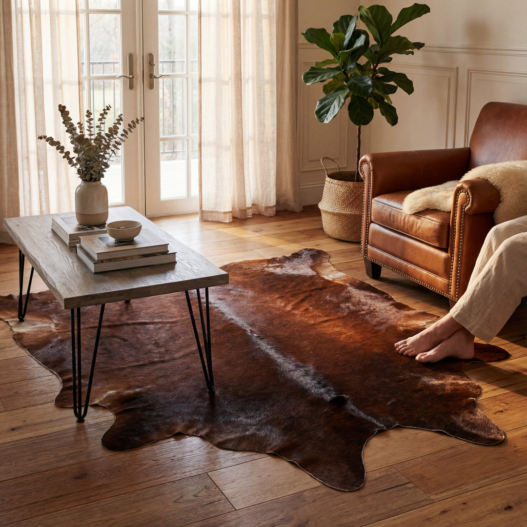 Solid Brown Brazilian Cowhide Rug