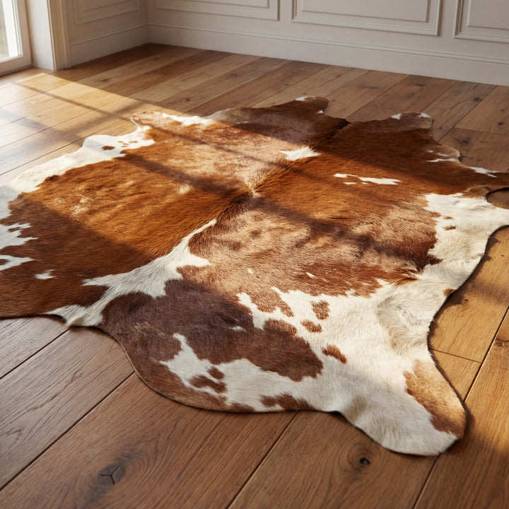 Brown and White Brazilian Cowhide Rug