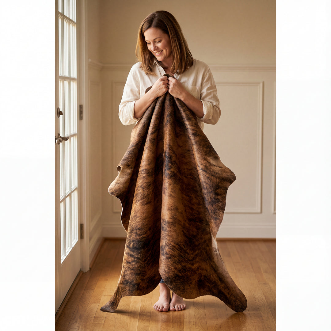 Dark Brindle Brazilian Cowhide Rug
