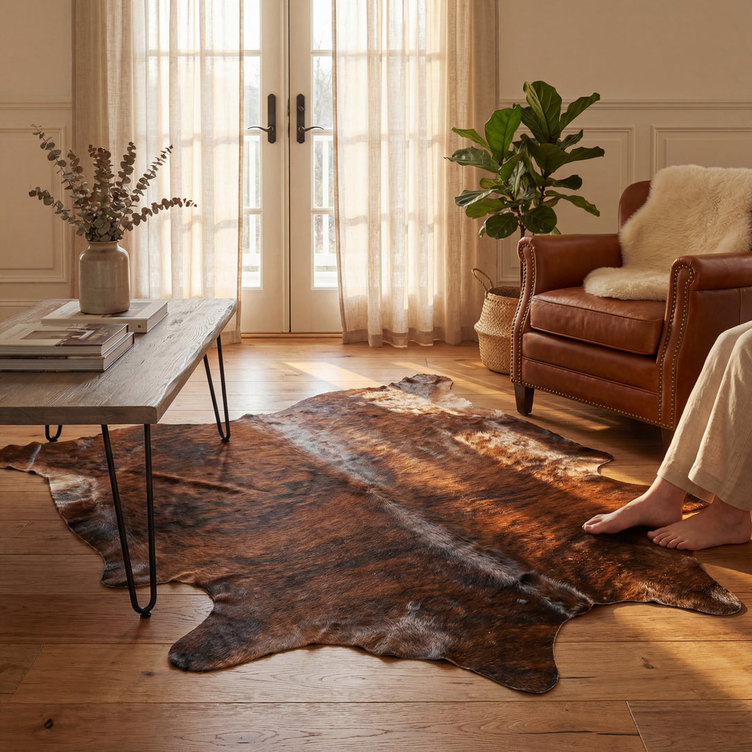 Dark Brindle Brazilian Cowhide Rug