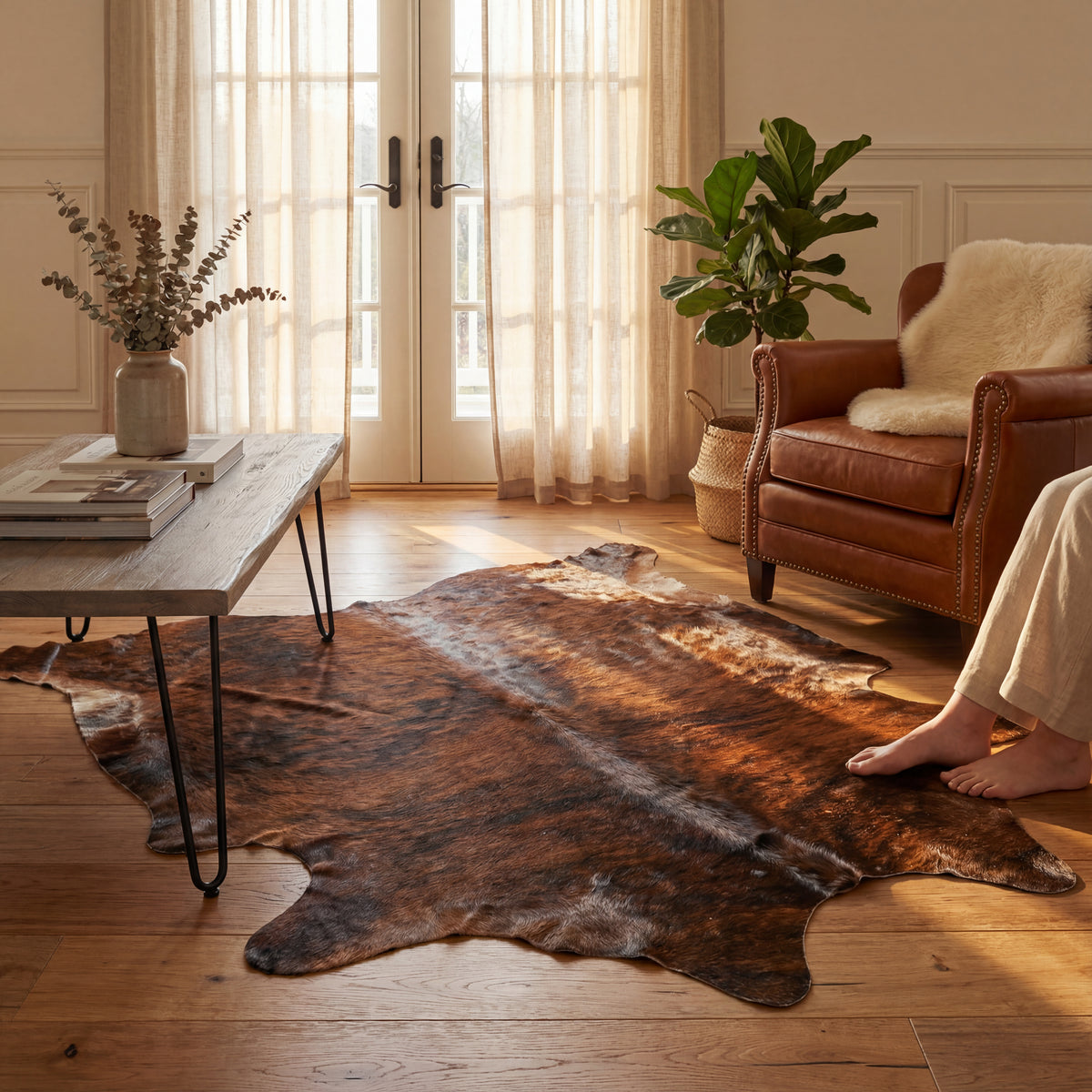 Dark Brindle Brazilian Cowhide Rug