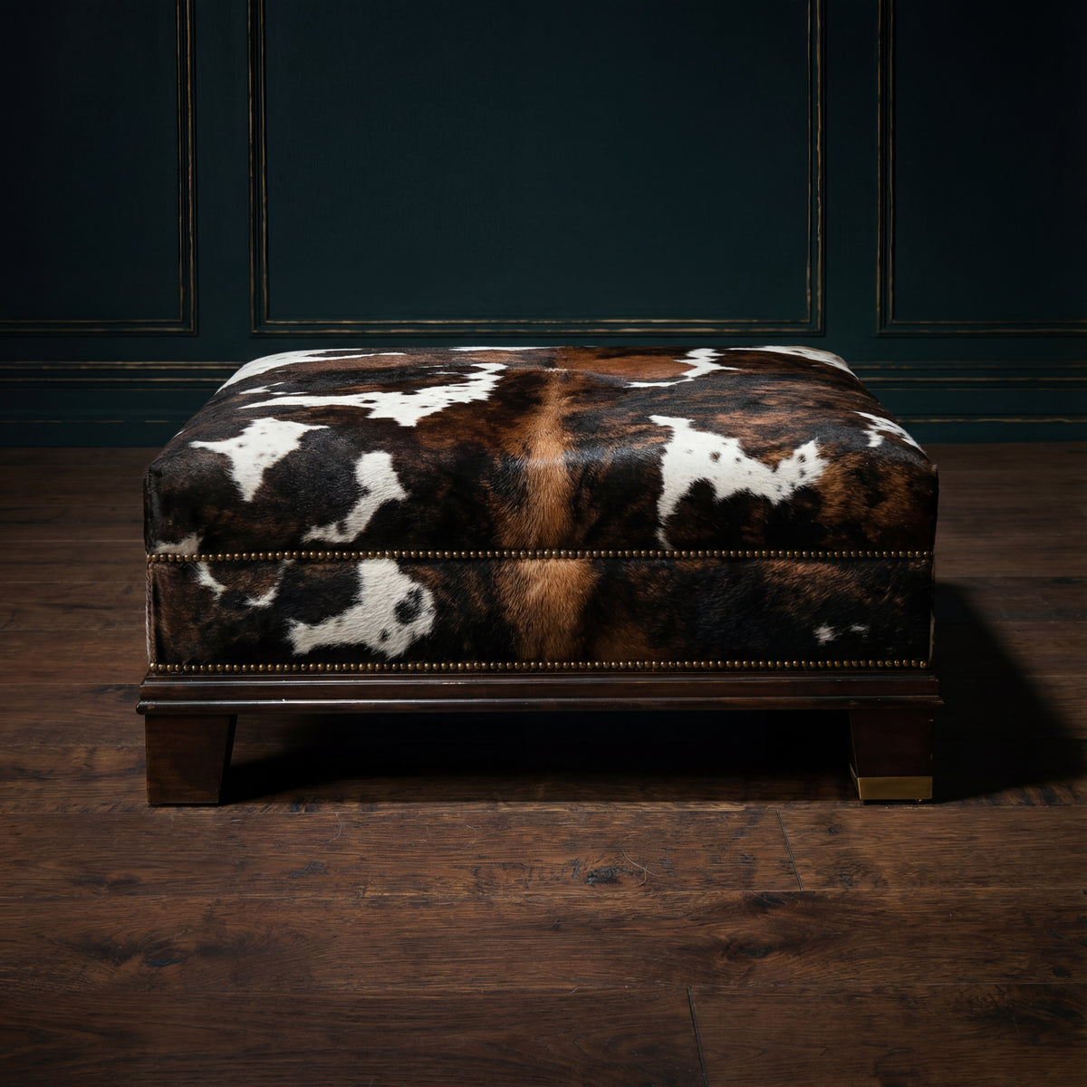Custom Cowhide Ottoman - Tricolor