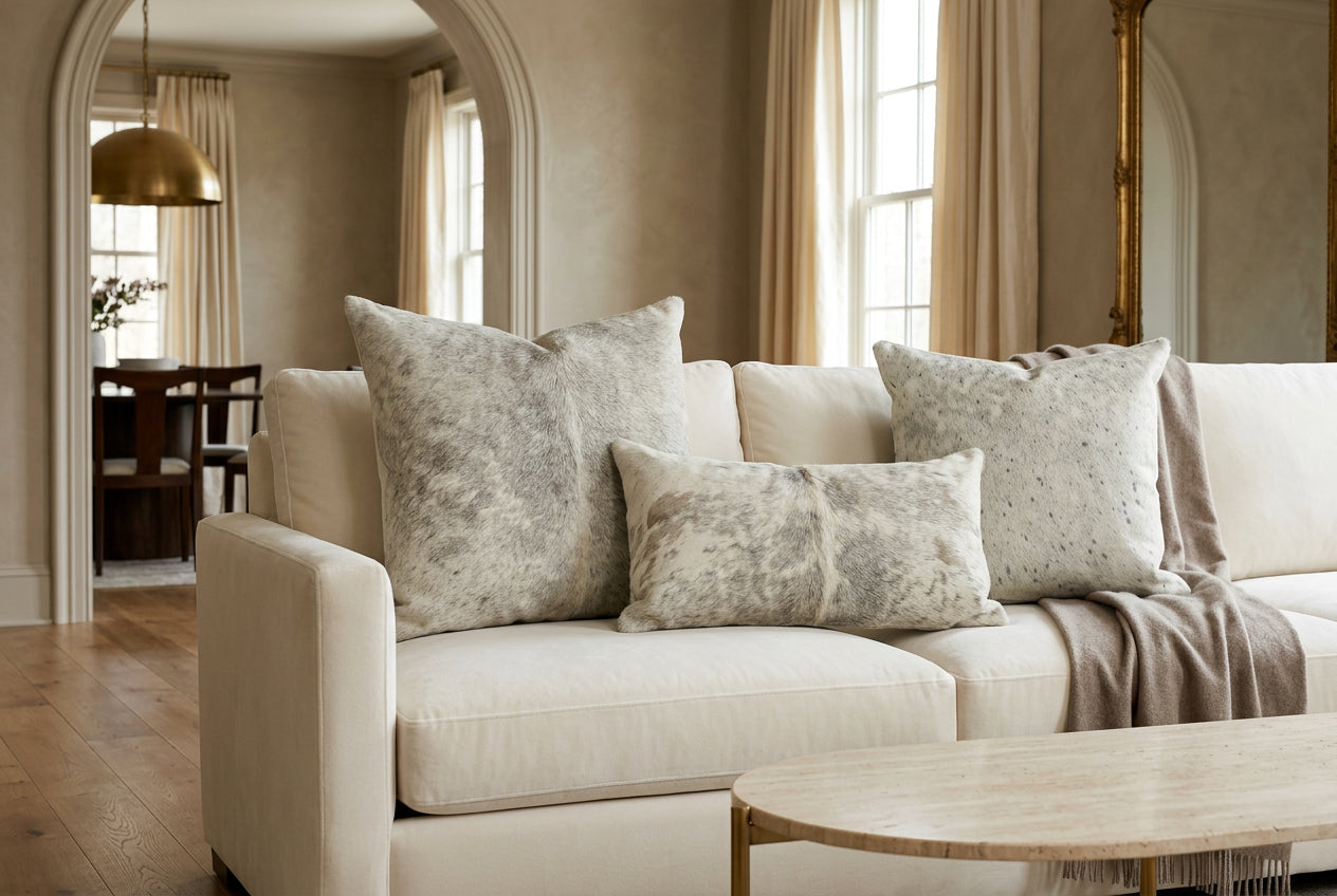 Grey Cowhide Pillows