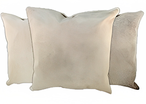 GREY WITH BEIGE COWHIDE PILLOWS