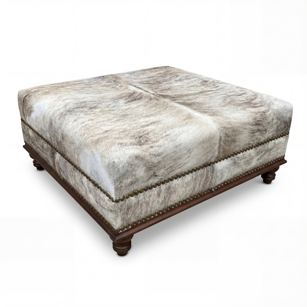 Custom Cowhide Ottoman - Light Brindle