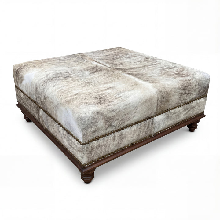 Custom Cowhide Ottoman - Light Brindle
