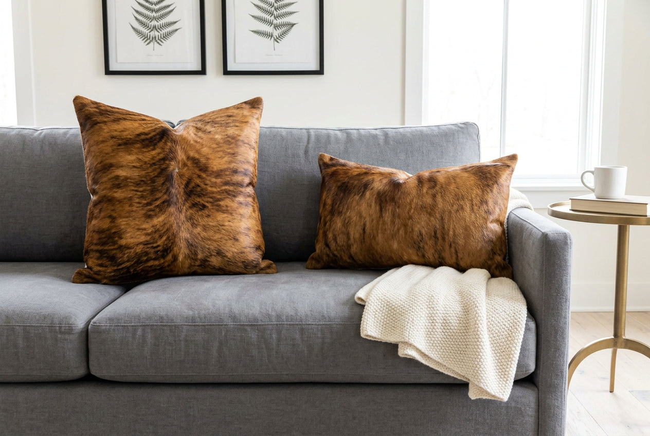 Medium Brindle Cowhide Pillows