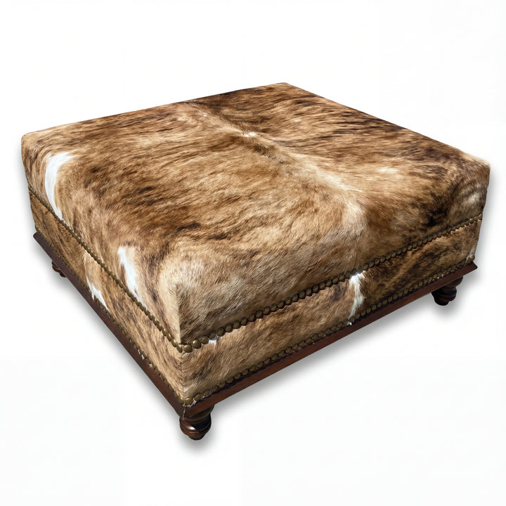 Custom Cowhide Ottoman - Medium Brindle