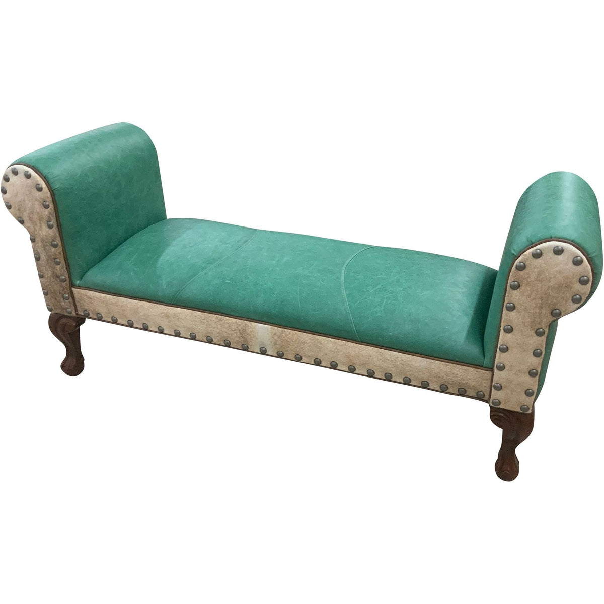 Albuquerque Turquoise Roll Arm Bench