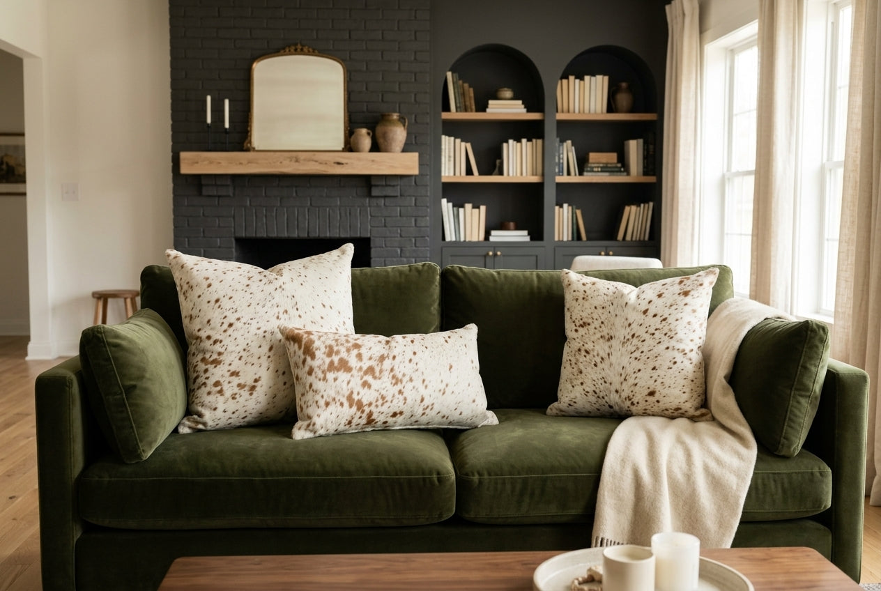 Speckled Brown Cowhide Pillows