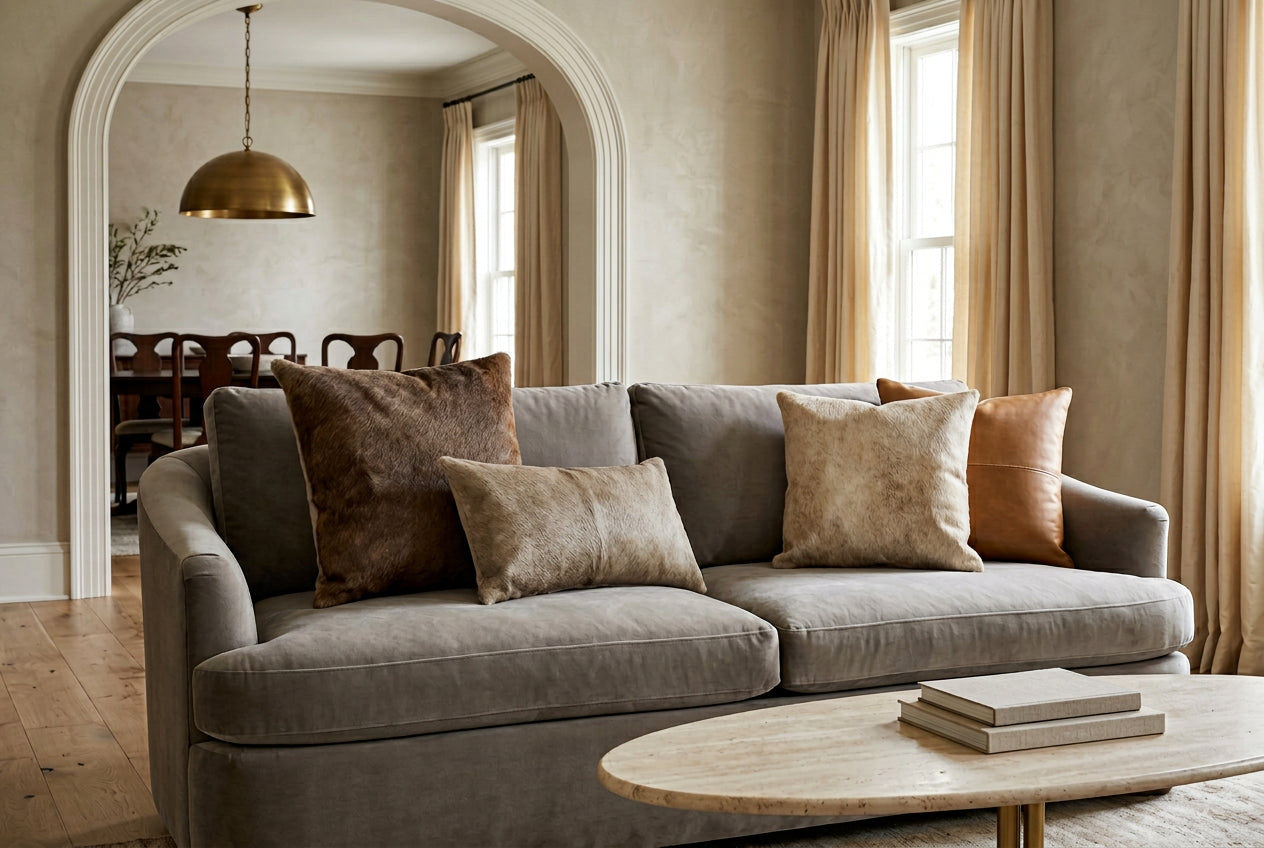 Taupe Cowhide Pillows