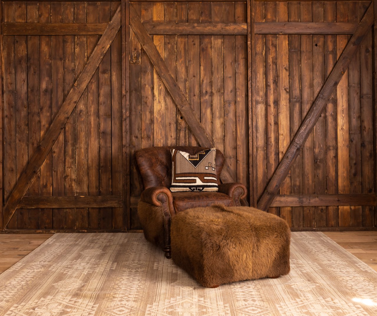 Yellowstone Buffalo Curved Tufted Chair