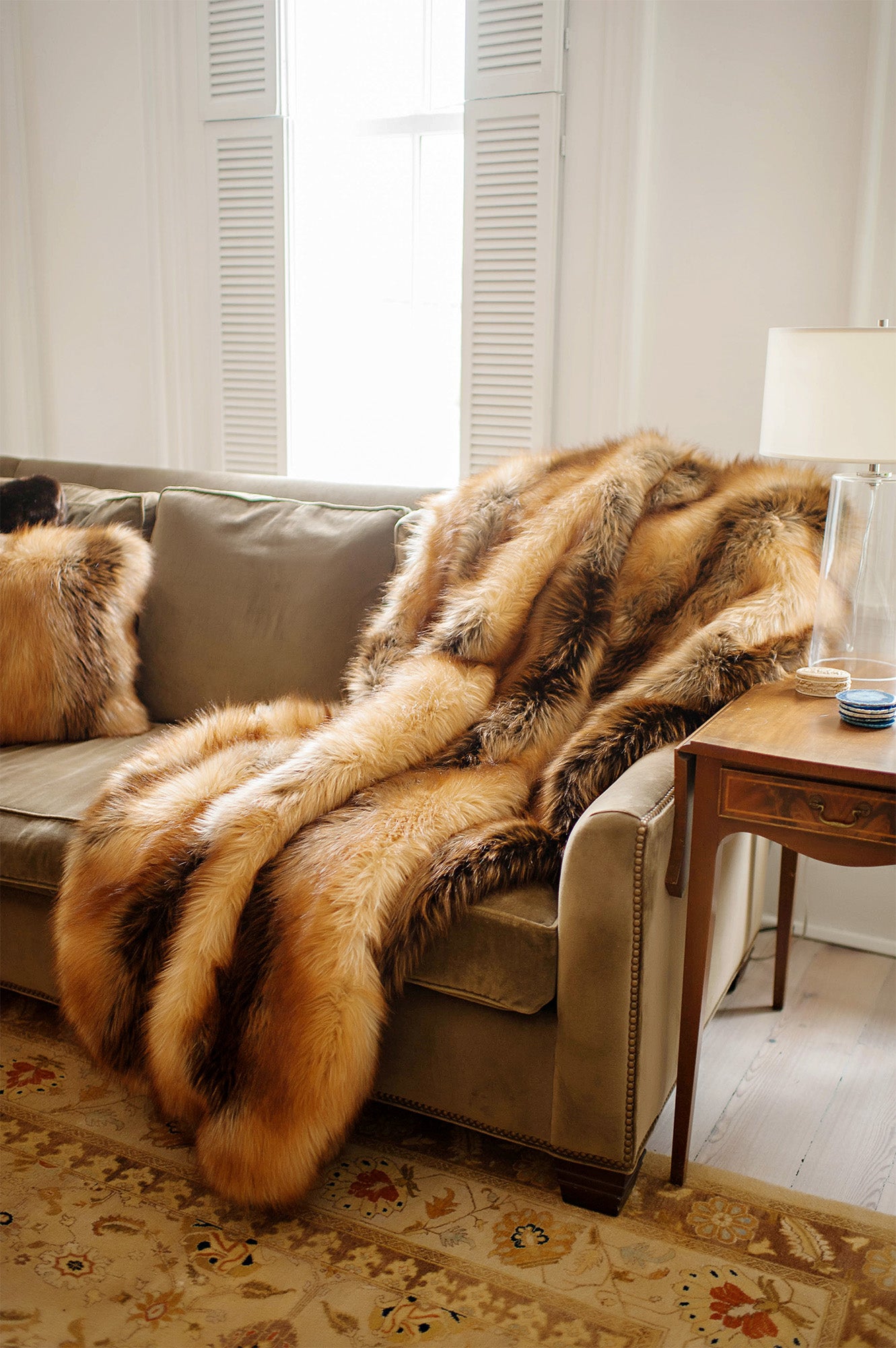 Red Fox Faux Fur Throw