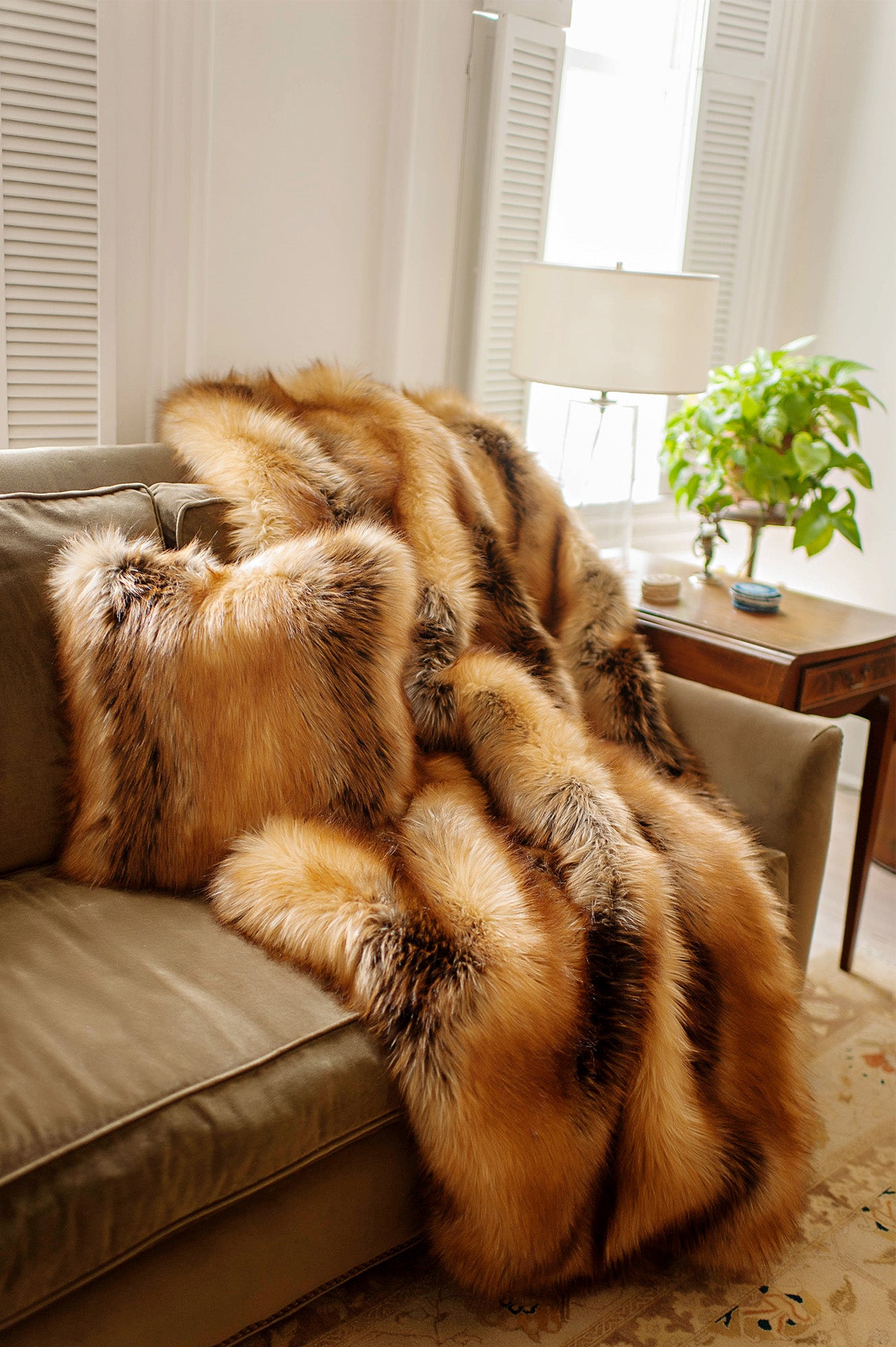 Red Fox Faux Fur Throw