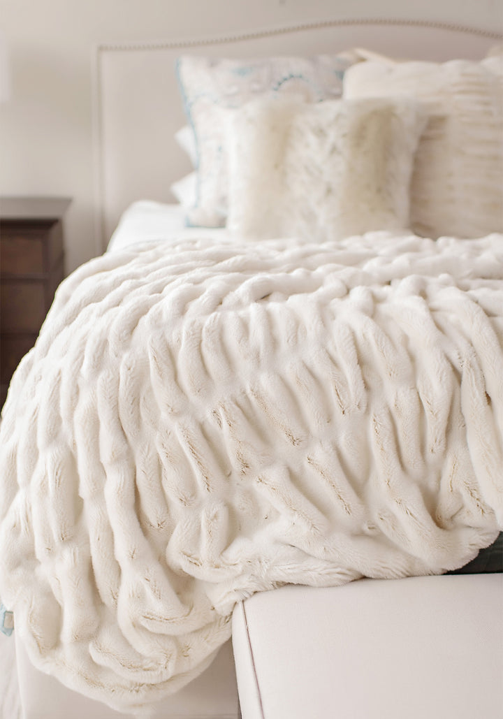 Ivory Mink Faux Fur Throw