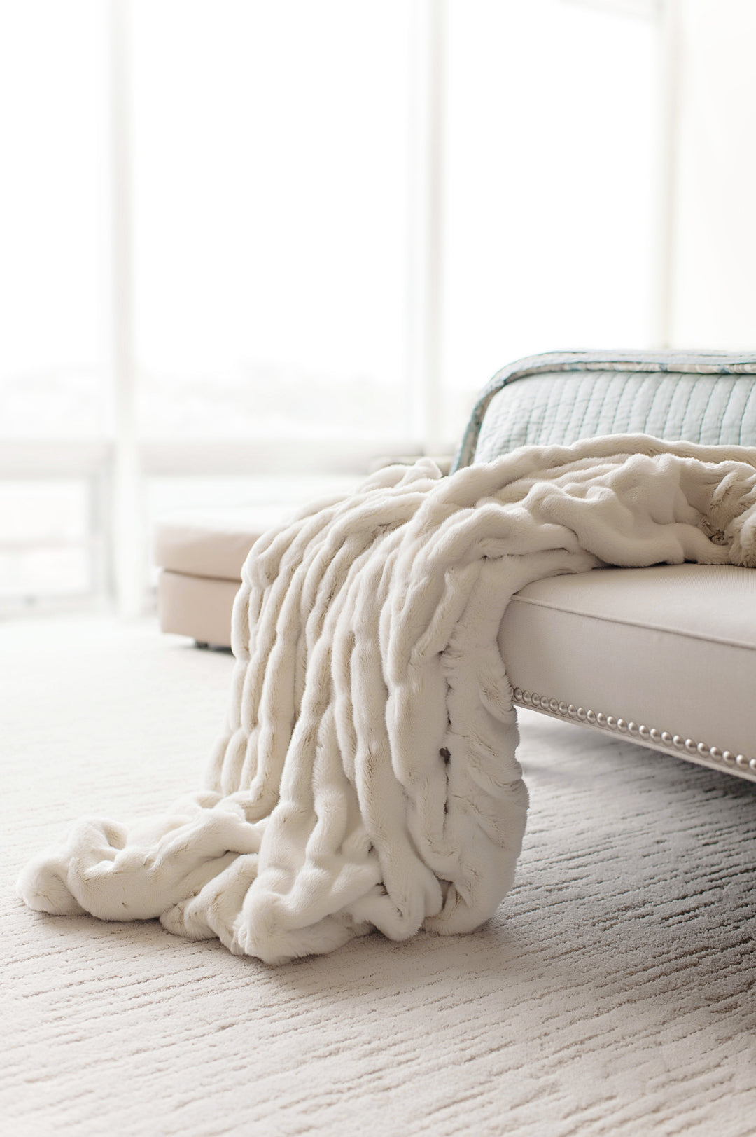 Ivory Mink Faux Fur Throw