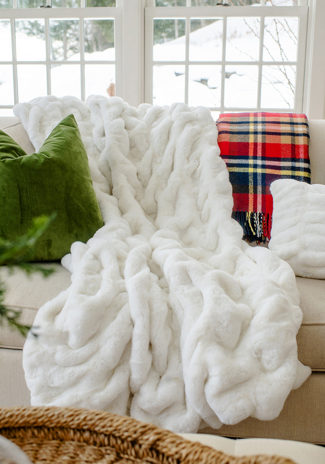 Snow Mink Faux Fur Throw