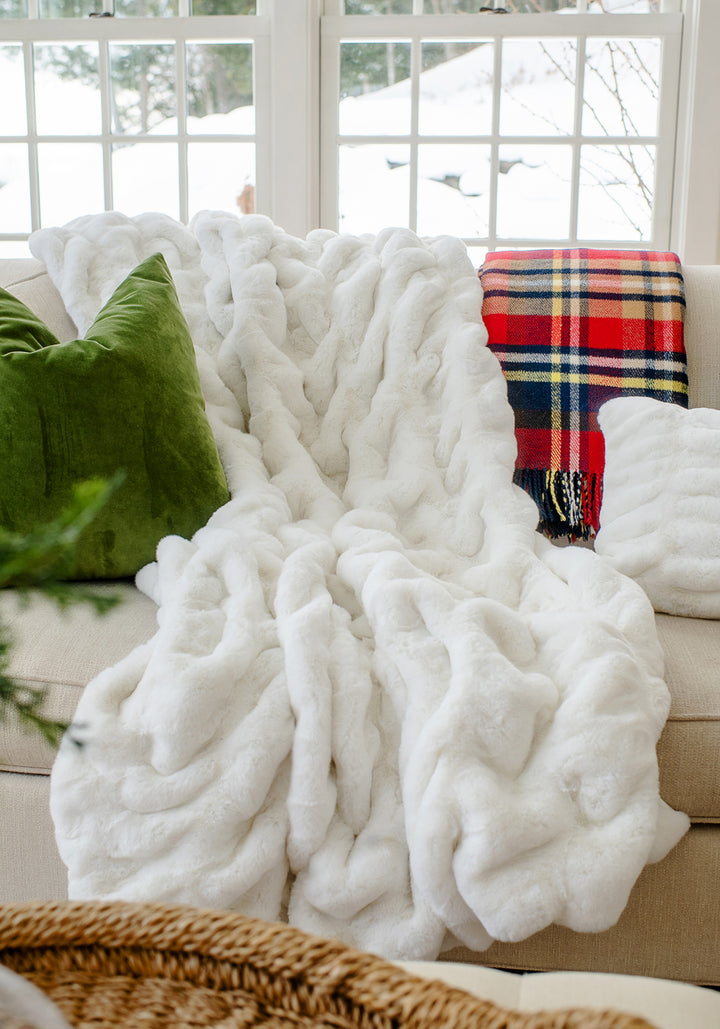 Snow Mink Faux Fur Throw
