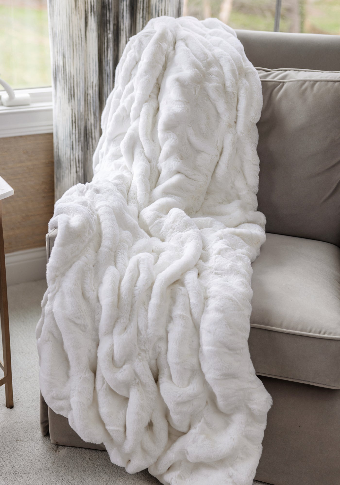 Snow Mink Faux Fur Throw