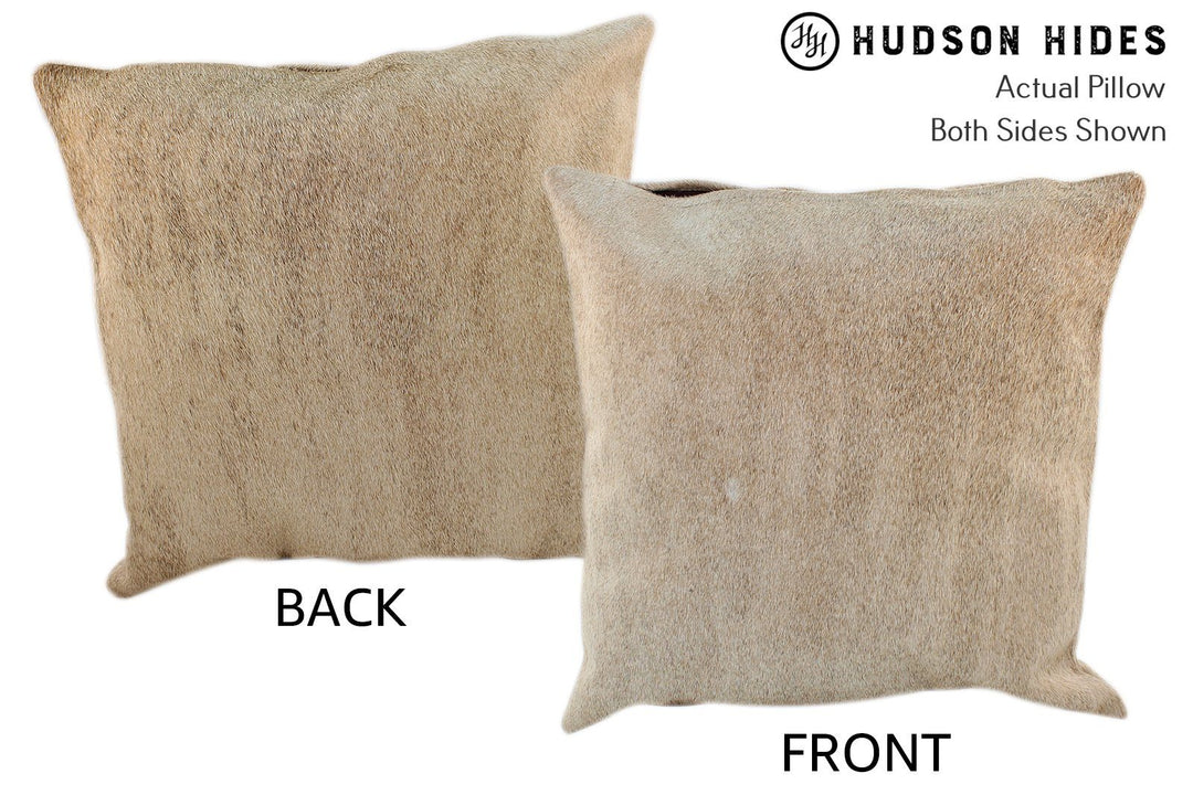 Grey with Beige 16"x16" Brazilian Cowhide Pillow #10992 by Hudson Hide