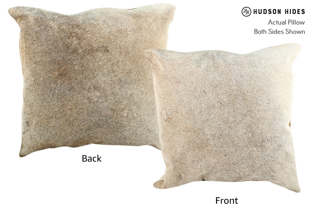 Grey with Beige 20"x20" Brazilian Cowhide Pillow #16404 by Hudson Hide