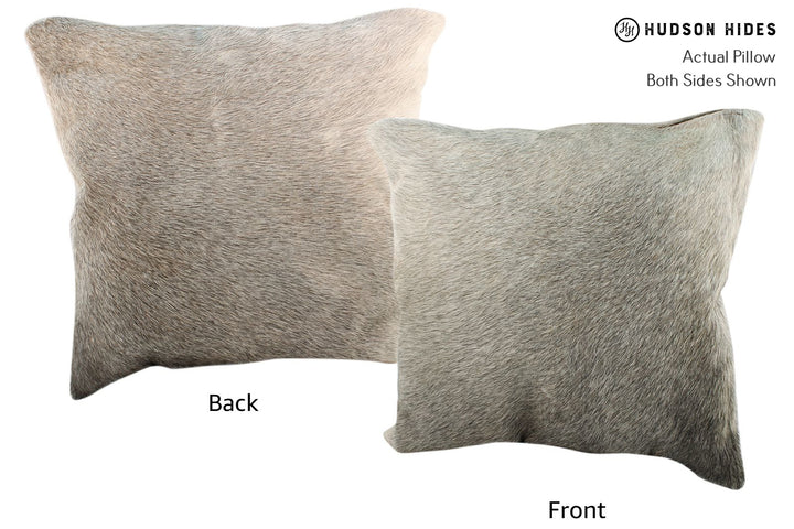Grey with Beige 20"x20" Brazilian Cowhide Pillow #16996 by Hudson Hides