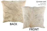 Ivory with Beige 20"x20" Brazilian Cowhide Pillow #19221 by Hudson Hides